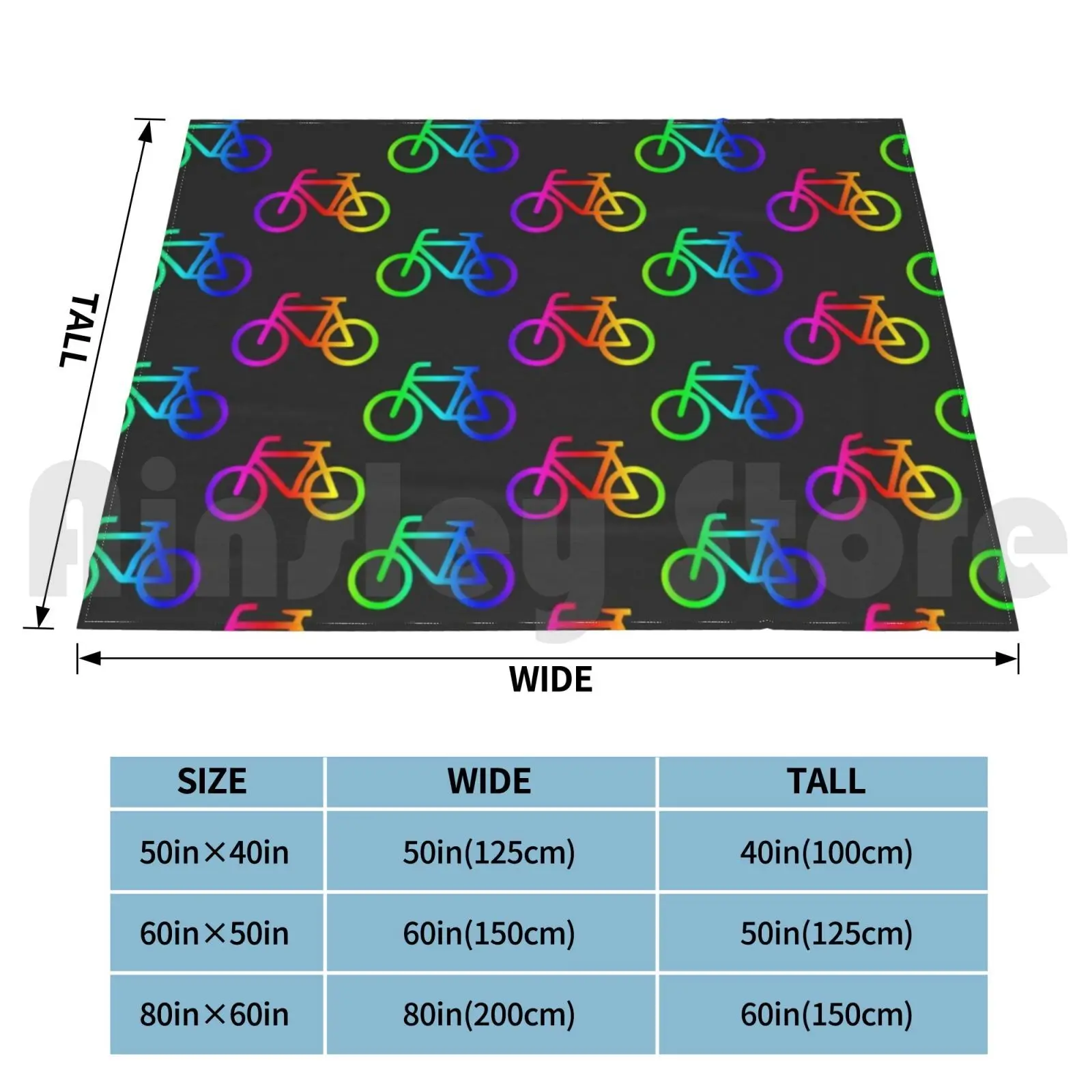 Bike Pattern ( Rainbow ) Blanket Fashion Custom Danibeez Danibeezdesign Gravel Bike Bikes Cycling Cyclist