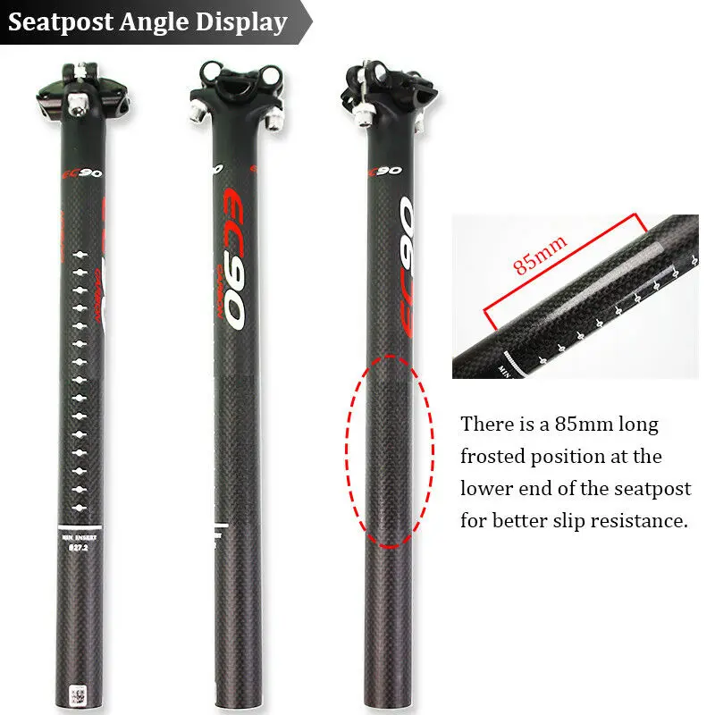 EC90 Carbon Fiber Seatpost Ultralight  27.2/30.8/31.6mm Road Mountain Bike Seat Post 350mm 400mm Bicycle Seat Tube Bike Part