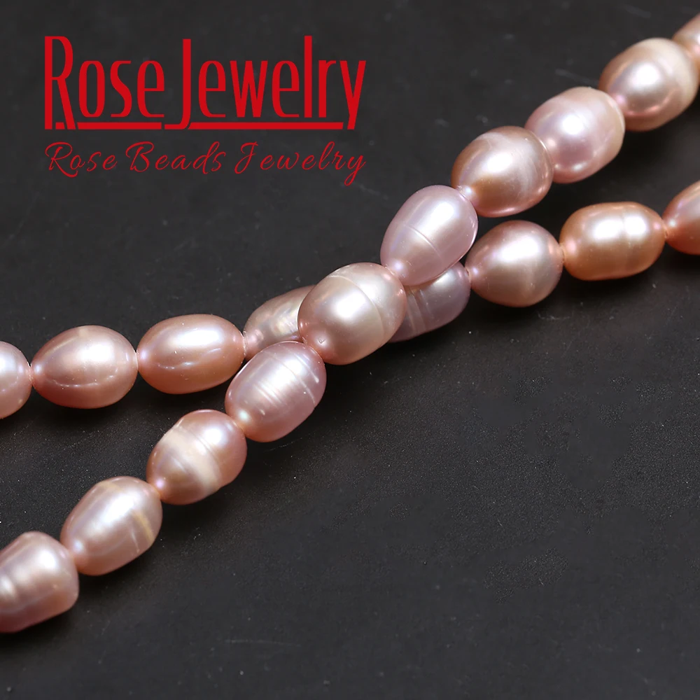4A Quality 100% Real Natural Freshwater Cultured Pink Pearls Rice Shape Loose Beads 36 cm Strand 3-11 mm Size For Jewelry Making