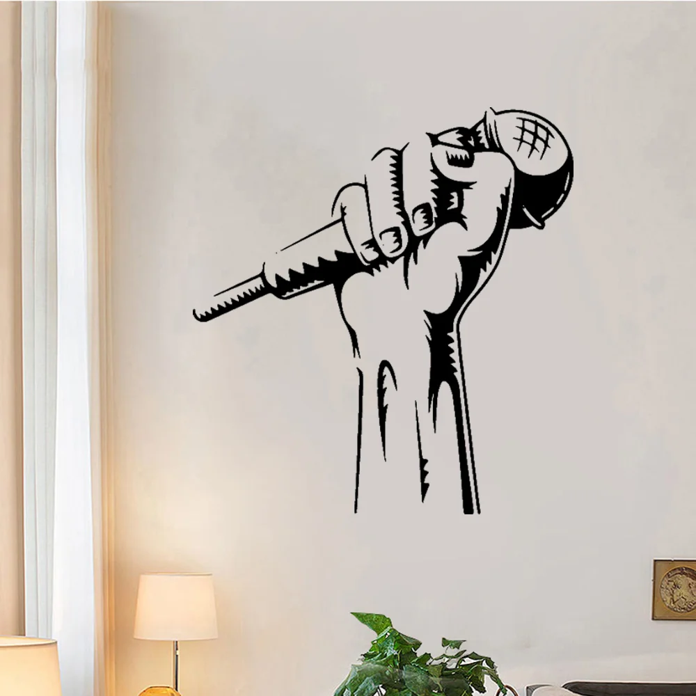 Carved Microphone Music Removable Pvc Wall Stickers Decor Living Room Bedroom Removable Mural Poster