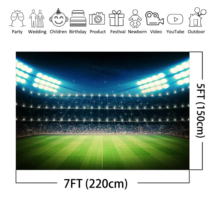 Green Grass Soccer Field Backdrop for Photography World Football Match Stadium Photo Background for Photo Studio