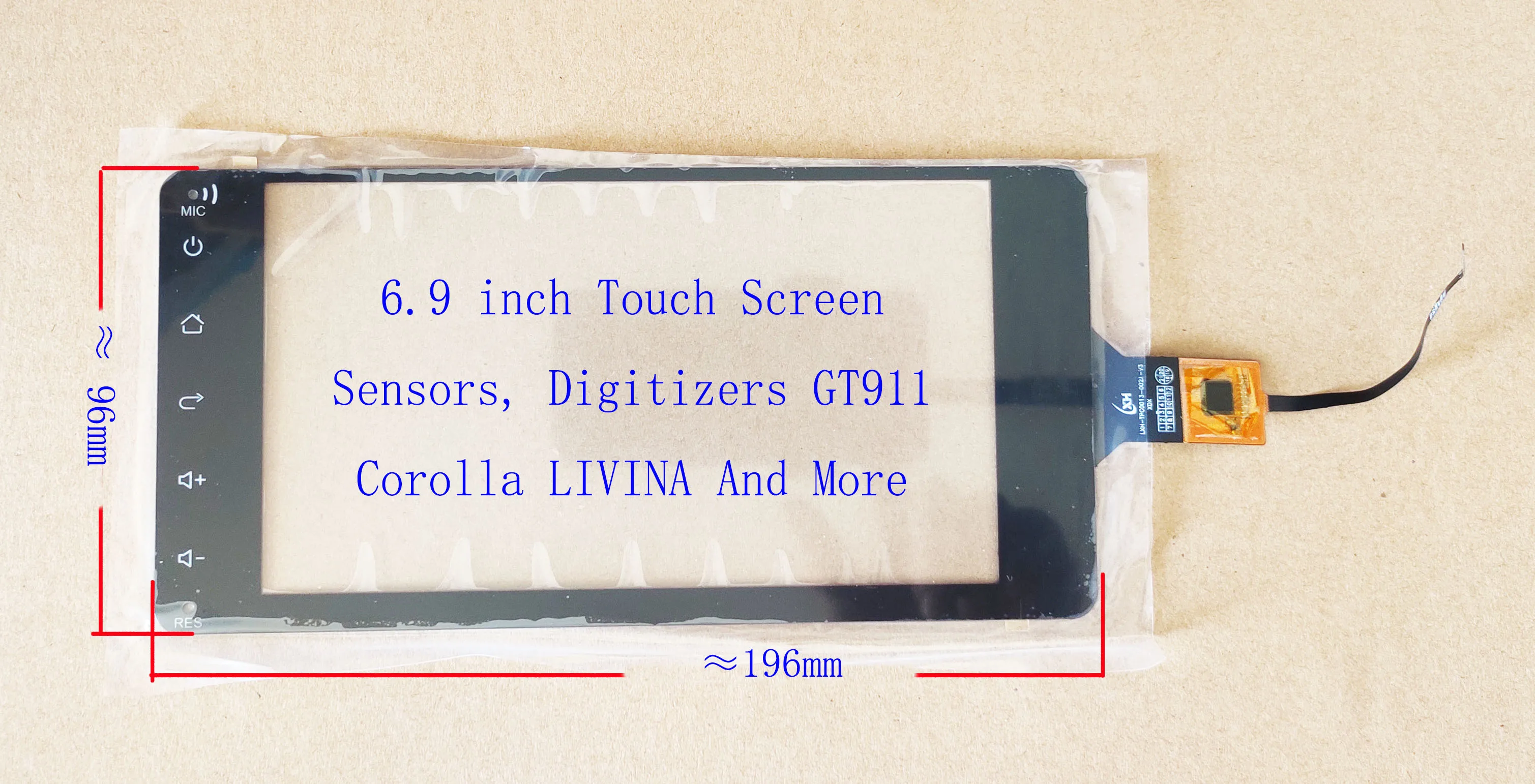 7 Inch Touch Screen 196*96mm  Livina Sena Dedicated Digitizer  Sensor GT911 6Pin  VIOS CROWN COROLLA RAV4 Hyundai