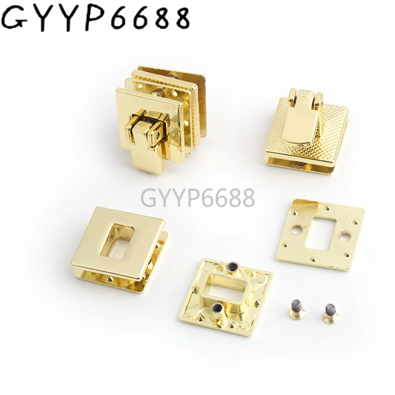 5-20sets 19*19mm Light gold Fashion Square Lock for DIY Handbag Bag Purse Luggage Hardware