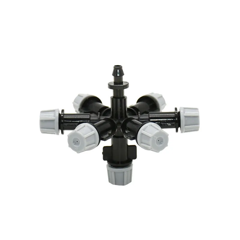 7-way Hanging anti drip misting nozzle Multi-nozzle cross Fog Sprayer Garden Greenhouse Irrigation 1pcs