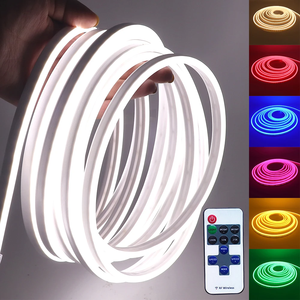 EU 12V Neon Strip Light Waterproof SMD 2835 120LEDs/m White Red Blue Dimmer Flexible LED Neon Lamp For Home Decor