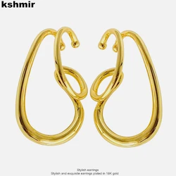 kshmir 2021 Korea's new twisted line copper earclip fashion symmetrical women's delicate earrings birthday party