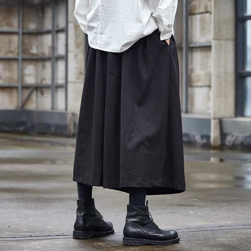 Men's Wide-Leg Pants Spring And Autumn New Classic Simple Retro Daily Casual Fashion Punk Ultra-Loose Skirt Pants