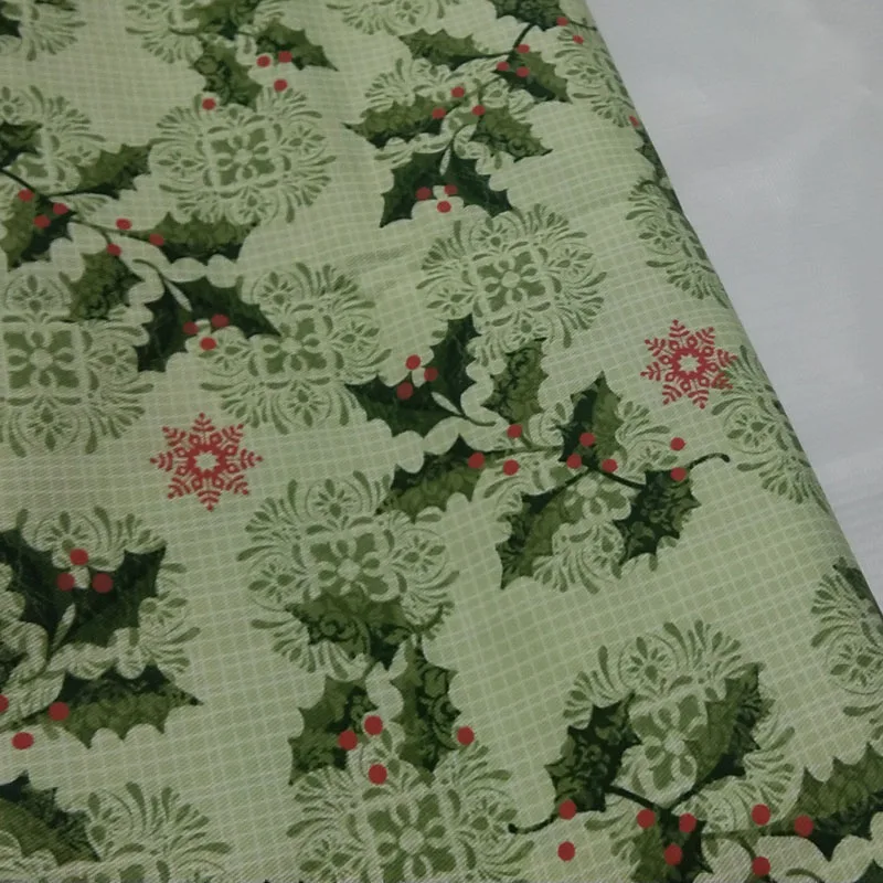 50x70cm Christmas Green Leaf Red Cherry Snowflake Printed Cotton Fabric Xmas Fabric Patchwork Cloth Dress Home Decoration