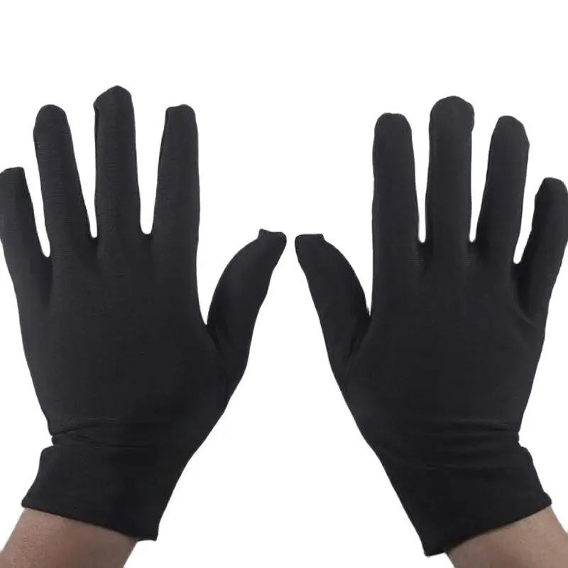 XEONGKVI Fashion Fine Fiber Black Colorfast Protective Gloves Jewelry Shopping Etiquette Gloves For Women Men