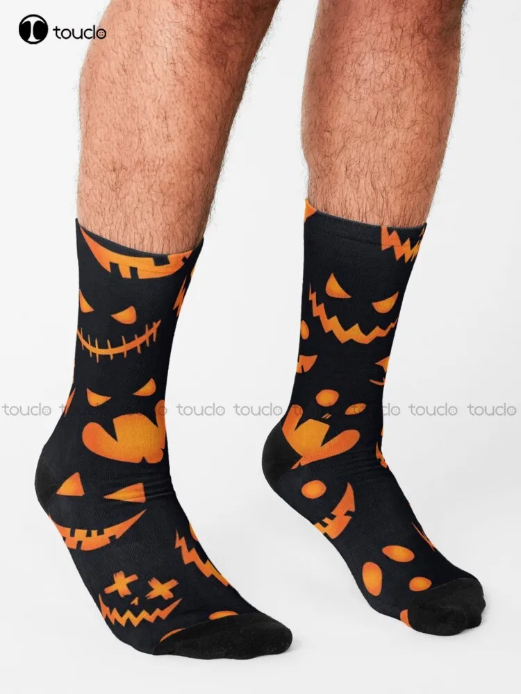 Halloween Scary Pumpkin Socks Mens Colorful Socks Personalized Custom Unisex Adult Teen Youth Socks Halloween Christmas Gift