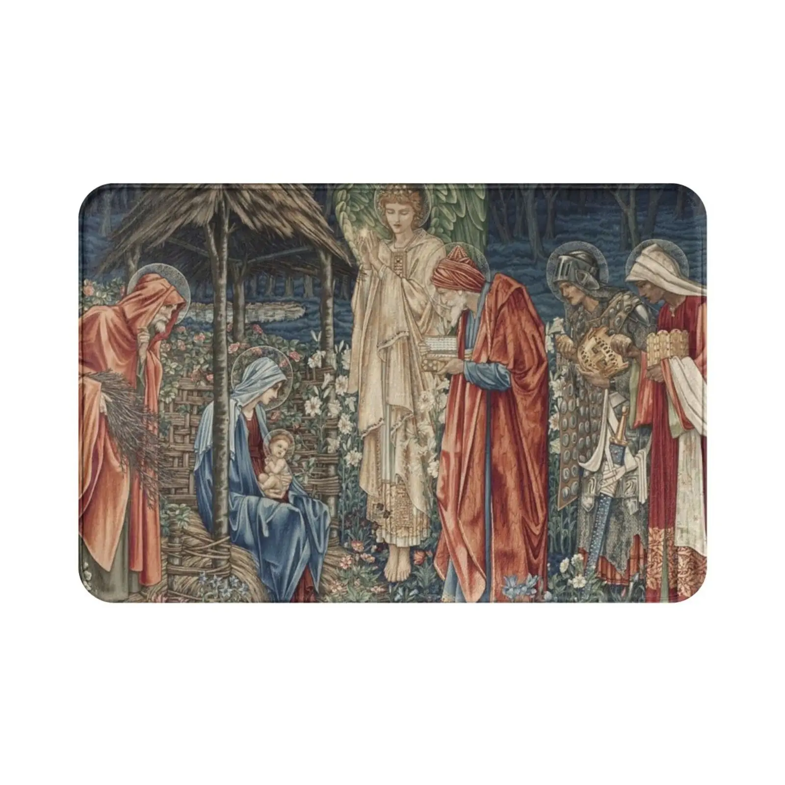 Edward Burne-Jones-The Adoration Of The Magi Carpet Mat Rug Cushion Soft Non-Slip Child Landscape River House Bird