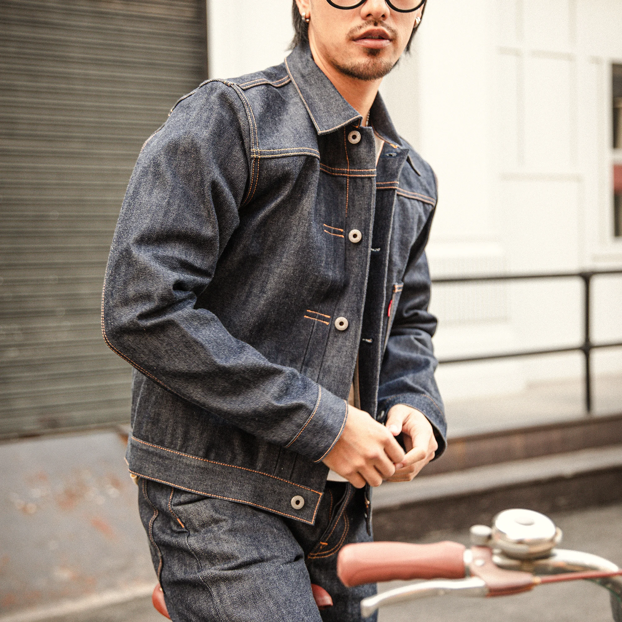 TYPE1-0001 Read Description! Big Size 14oz High Quality Cotton Denim Jacket Casual Stylish Raw Unwashed Coat