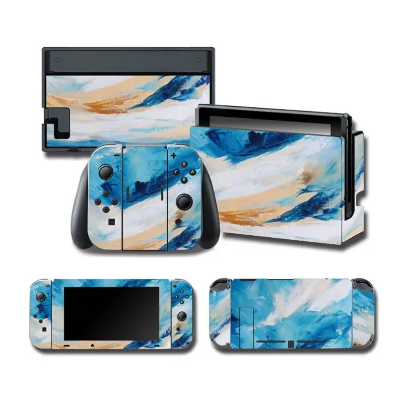 Full Body Cover Pelindung Kulit Warna-warni Stiker Seni Decals untuk NS Switch Konsol Permainan Joy-Con Controller Dekorasi 1set