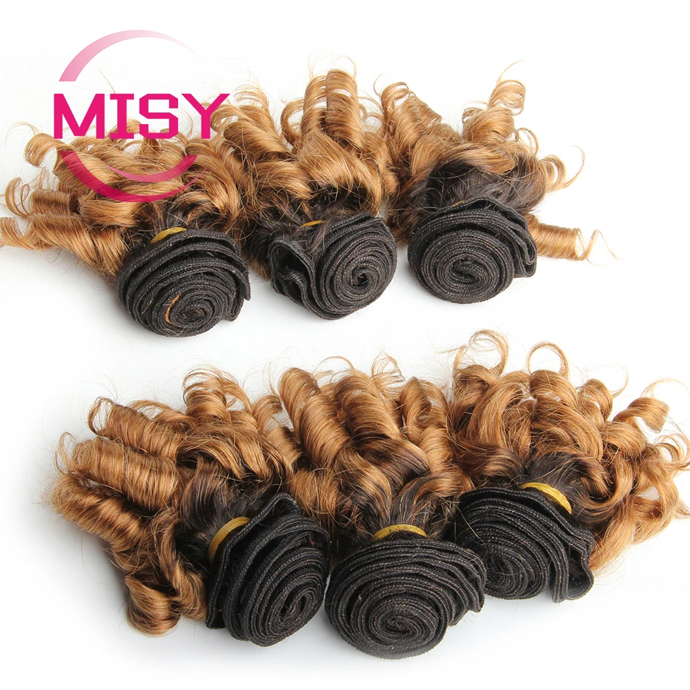 6 Pcs Lockige Bundles Brasilianische Haarwebart Bundles Ombre Farbe 1B/27/30/99J Haar Verlängerung Remy menschliches Haar Für Frauen 200 gr/paket