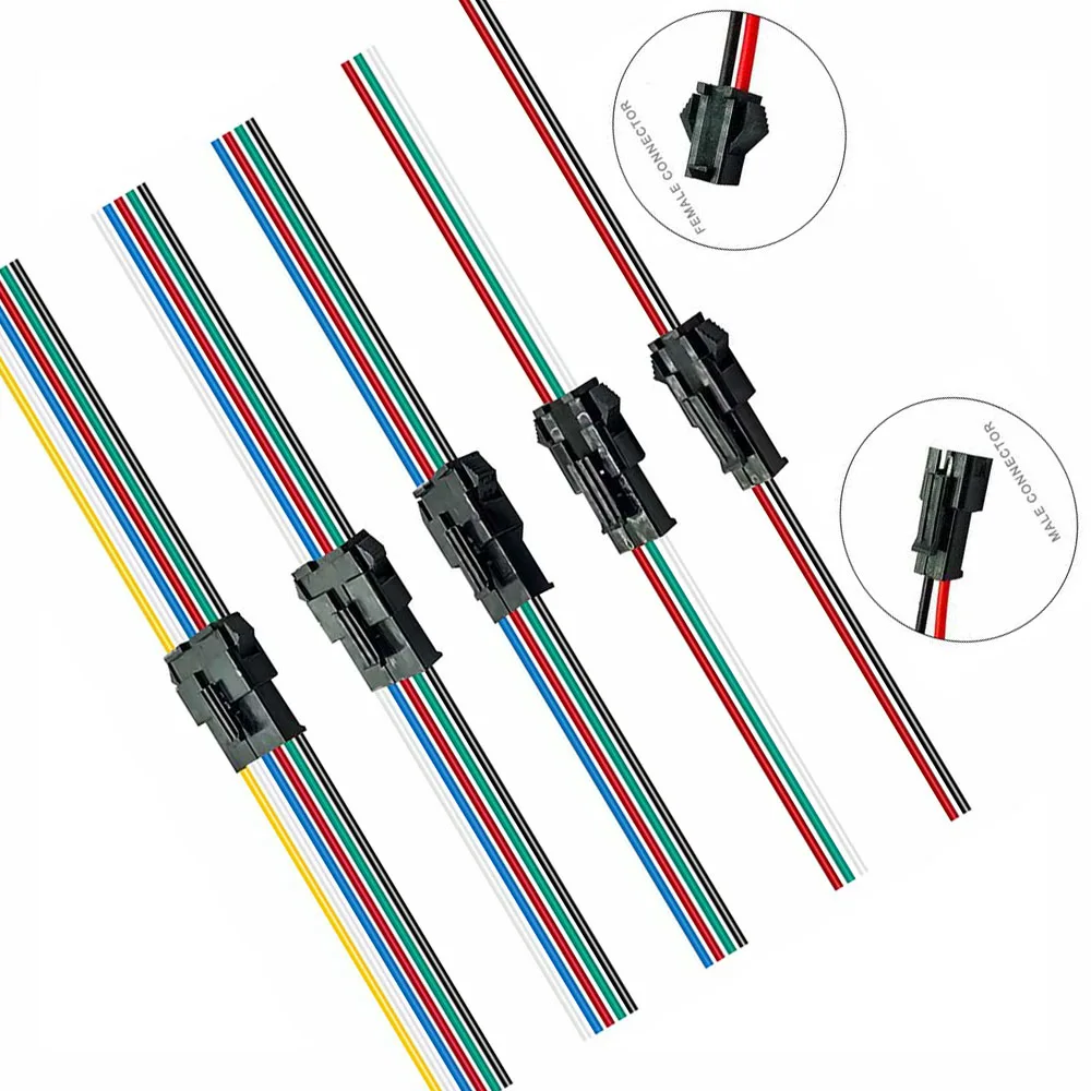 JST Connector Male and Female Solderless 2/3/4/5/6pin for WS2812 WS2811 WS2815 5050 3528RGB Led Strip Light 10/50/100pair