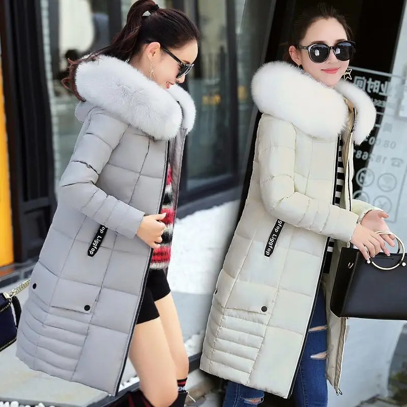 

Winter Jacket Women Elegant Parkas Big Fur Cotton Padded Warm Coat Female Slim Clothes Outwear Tops Chaqueta Mujer LWL965