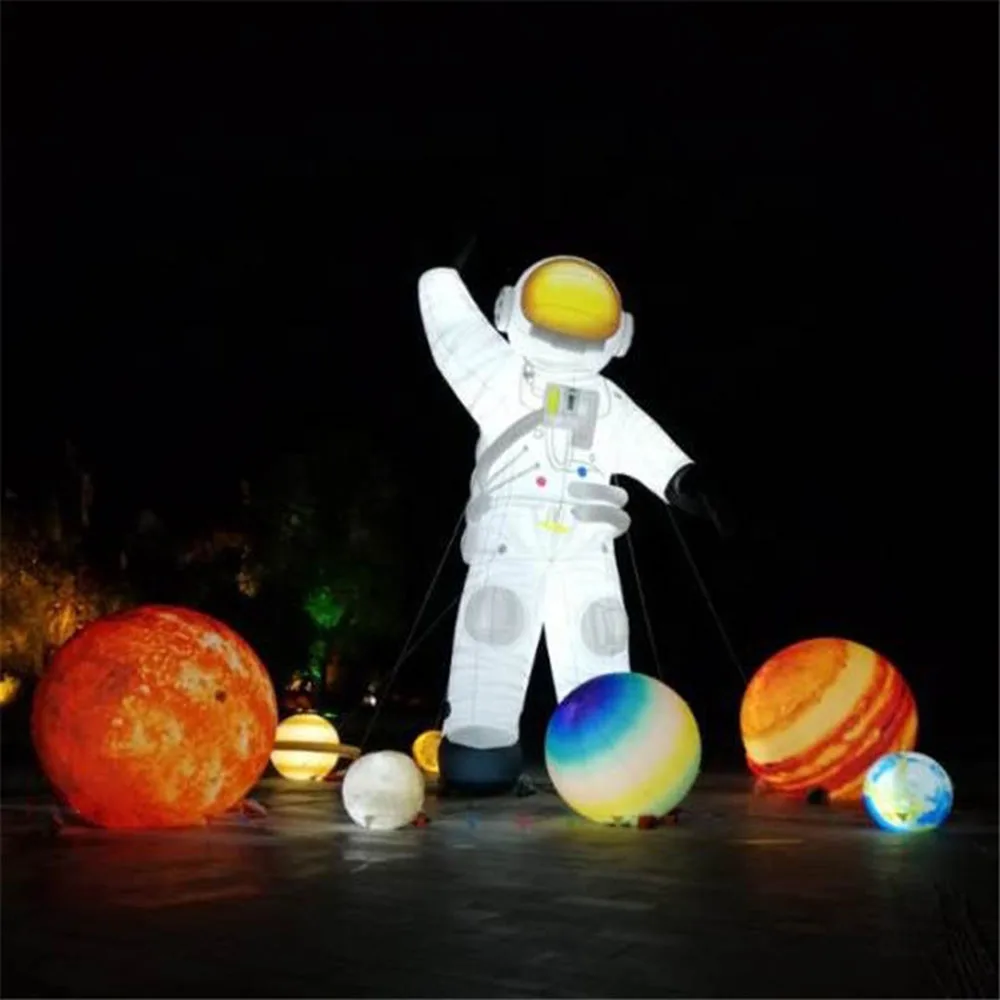 3/4/6/8m height outdoor LED Giant inflatable astronaut Spaceman advertising cartoon modern and funny with blower