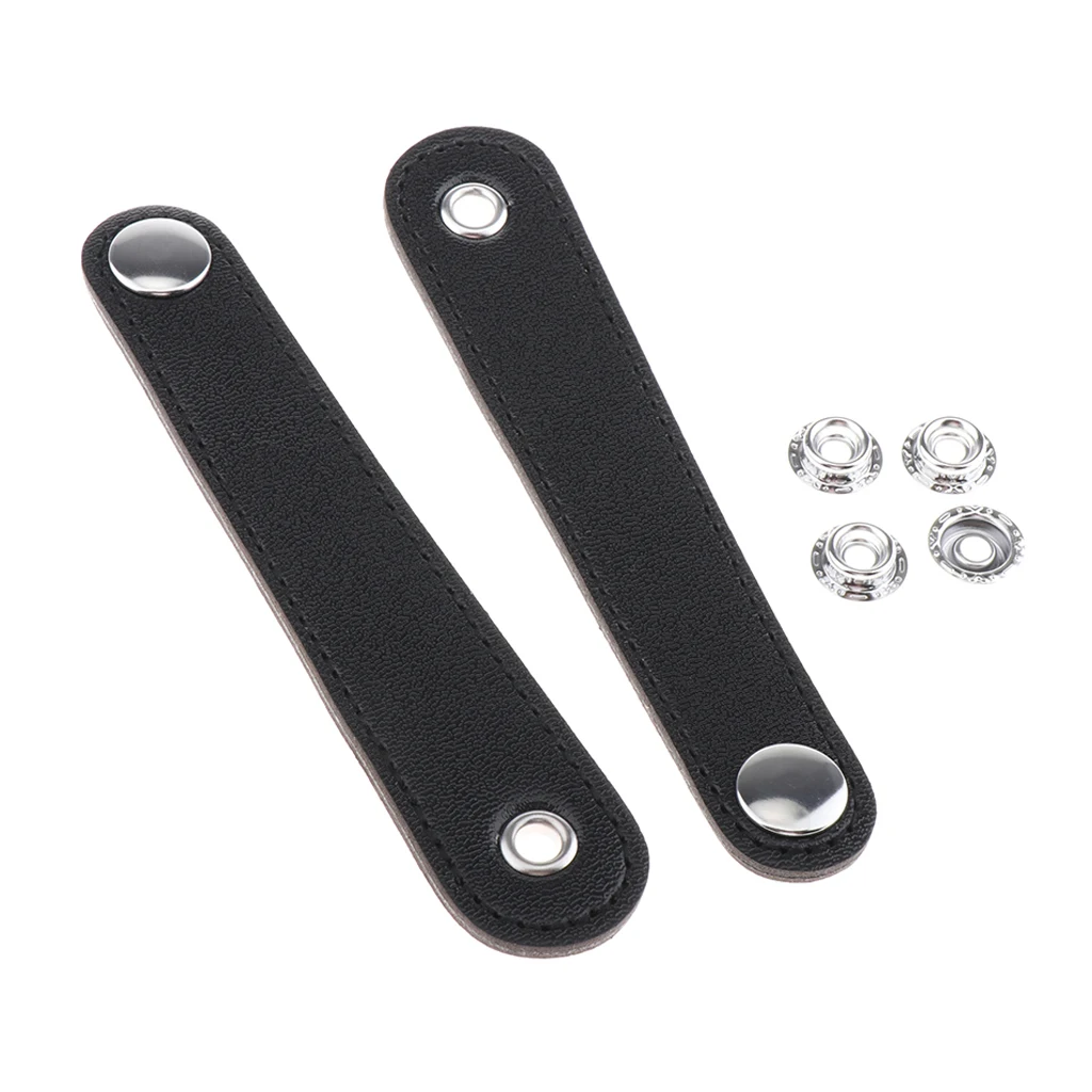 Strap Clasp para acordeão, couro PU, peças de fole preto, suporte, acessórios de hardware