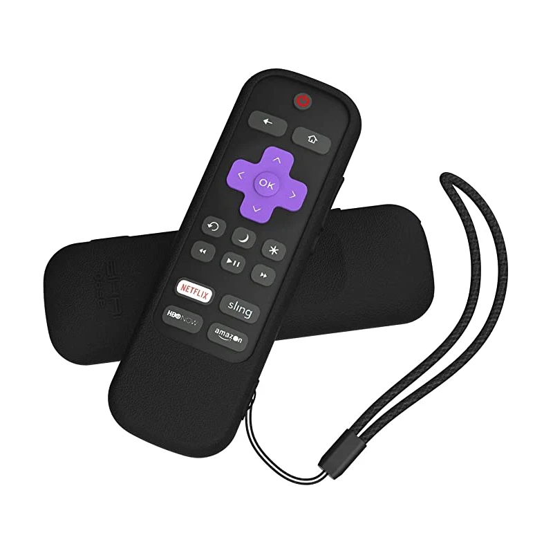 Silicone Case Cover for Roku Voice Remote RCAL7R/ Sharp Roku TV Voice Remote with Power and Mute Button Anti-Lost with Loop