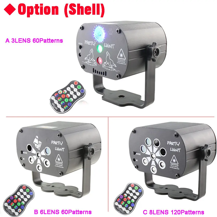NEW DJ RGB LED UV Party Disco Light R&G Laser Projector 60/120 Patterns Dance Birthday Stage Lighting Effect Mini Lamp USB Z5N7