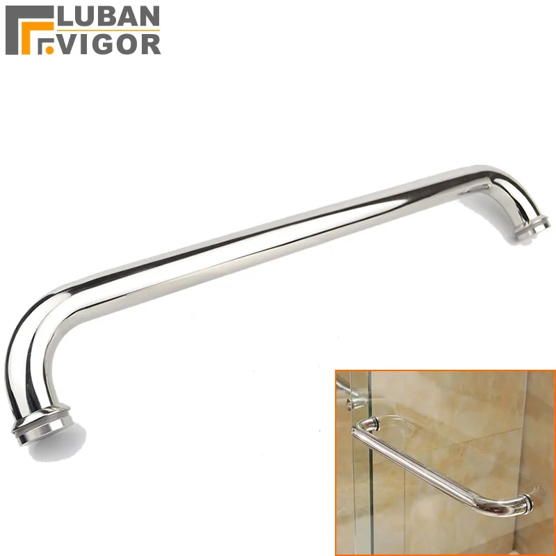 304 Stainless steel shower handle Single handle bathroom glass doors  handle Mirror surface  Hole spacing 440mm