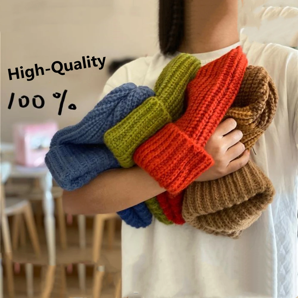 Hot Sale Women\'s Winter Woolen Hat Loose Big Head Circumference Fashion Hip Hop Beanie Knit Hat Warm Clothing Matching Hat 2024