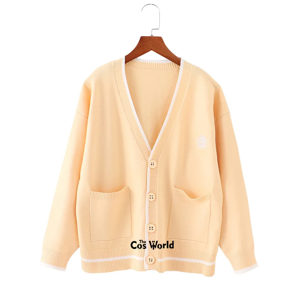 6 Colors Autumn Winter Women's Girl's Long Sleeve Knit Cardigan V Neck Sweaters Outwear For JK School Uniform Student Clothes