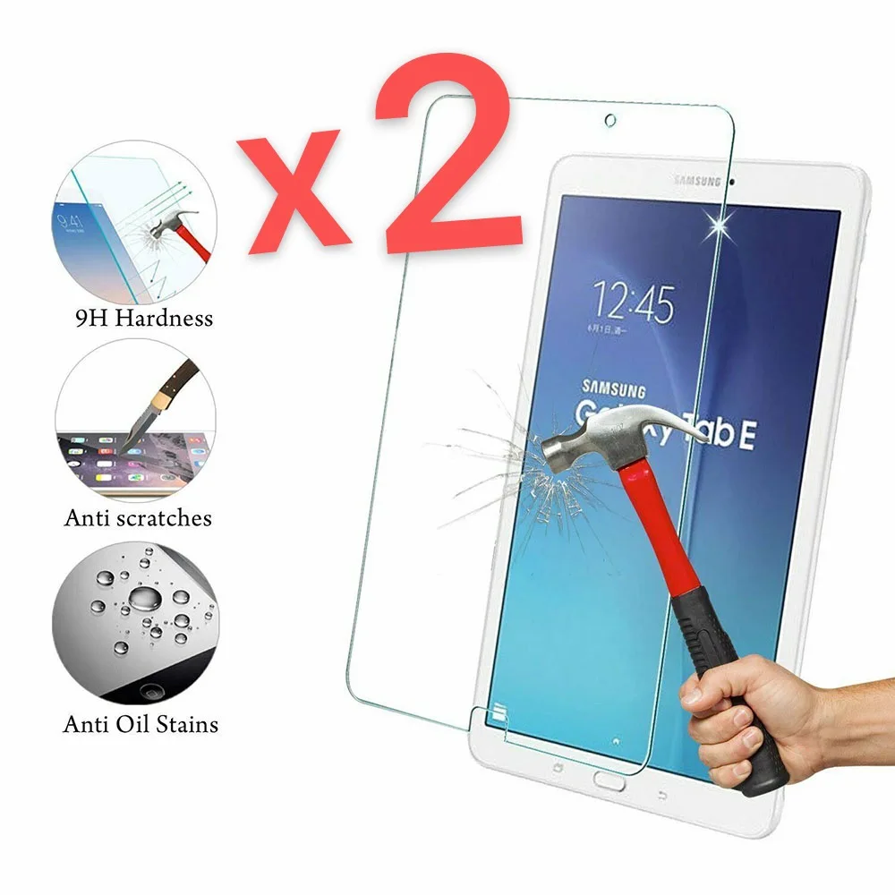 

2Pcs Tablet Tempered Glass Screen Protector Cover for Samsung Galaxy Tab E 9.6 Inch T560/T561 Full Coverage Protective Film