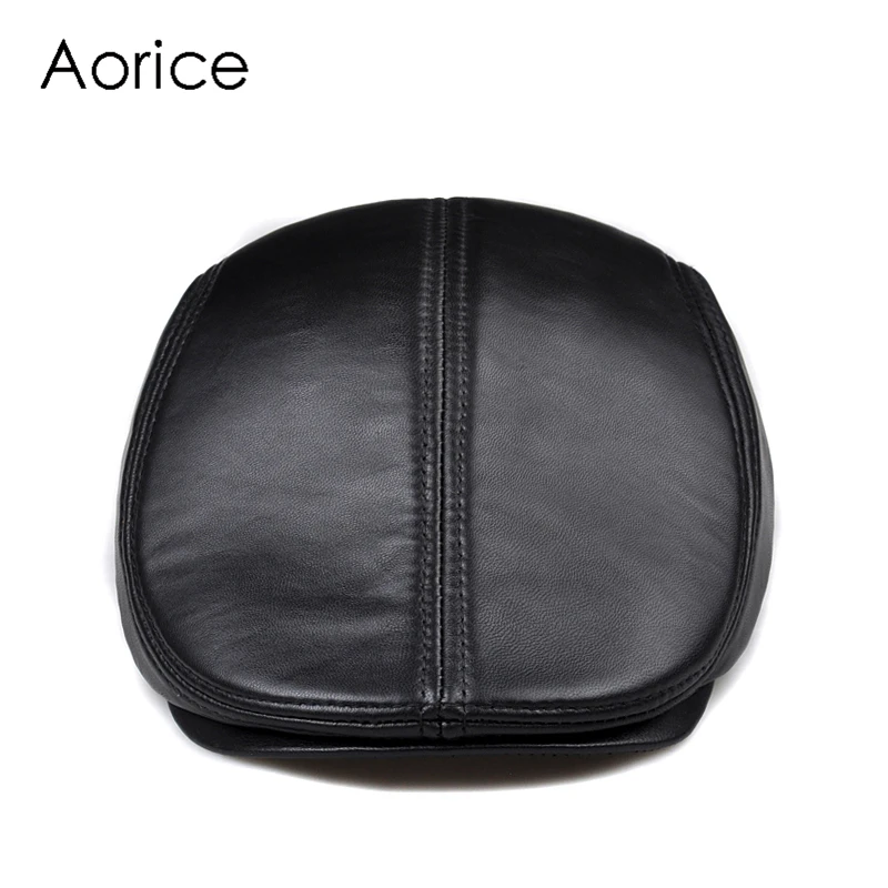 New Design Men 100% Genuine Leather Fashion Baseball Cap/Newsboy /Beret /Cabbie Hat/ Golf Hat Flat Men Slide High Quality HL041