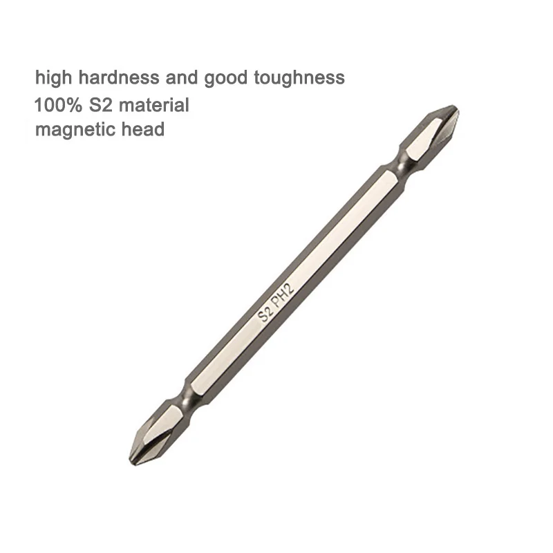 Magnetic 110mm Long Phillips Ph2 Slotted SL6 Screwdriver Bits Double Ended Screw Driver Bit For 6.35mm Electric Hand Screwdriver