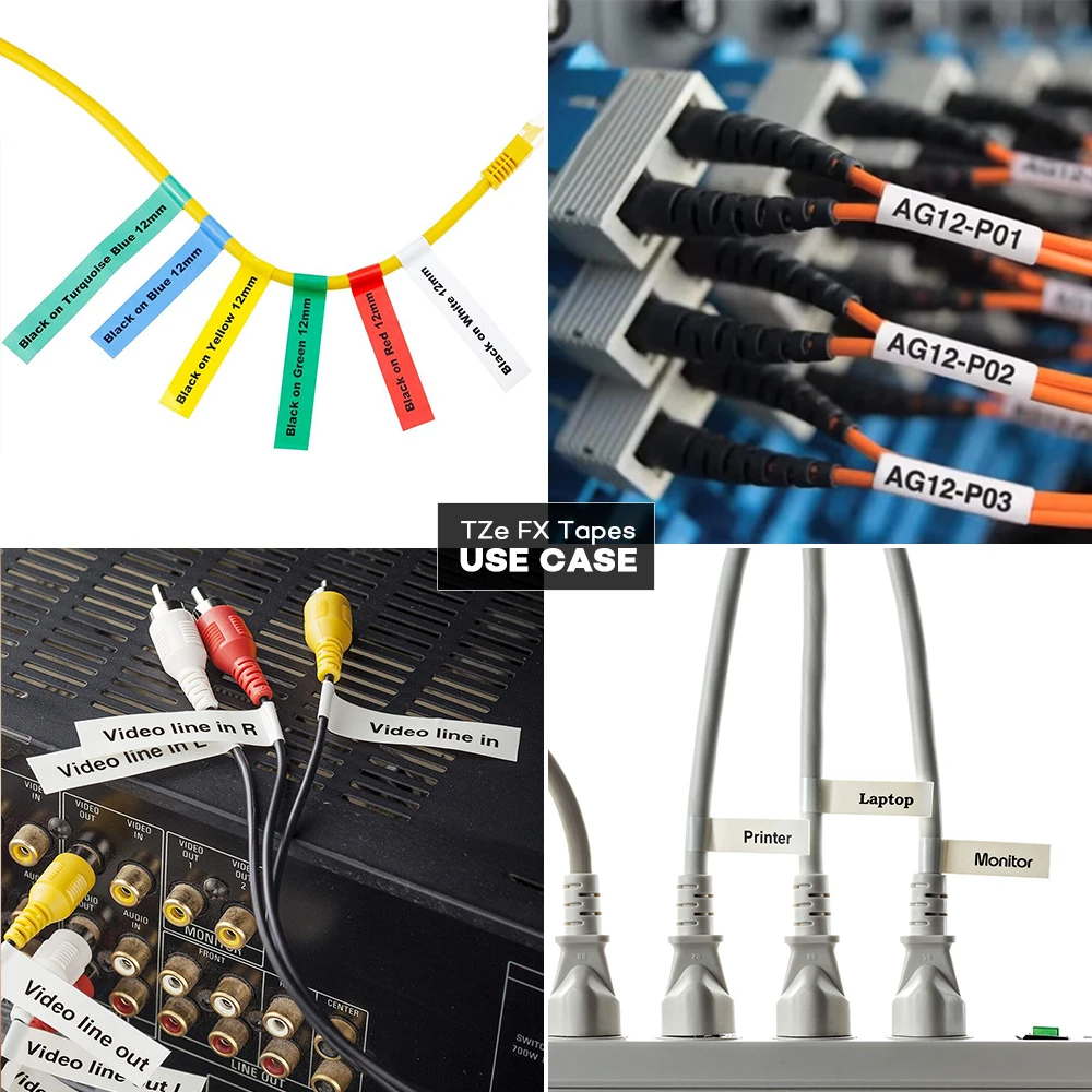 Kze 6/9/12/18/24Mm Multicolor Kabel Fleksibel Label Tape Kompatibel Saudara Tze-FX231 Tze-fx231 P-Sentuh PT-18Rz/1010/1280/2030