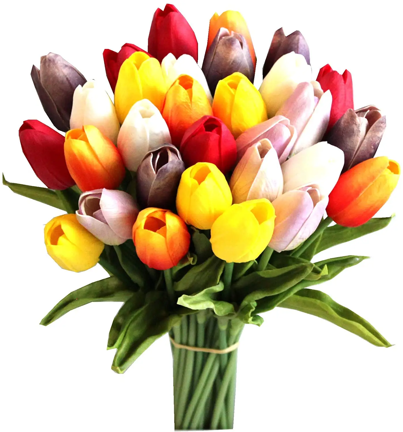 20 Heads Artificial Tulips Flowers Bouquet for Home Room Office Party Wedding Decoration Excellent Gift Idea for Mothers Day