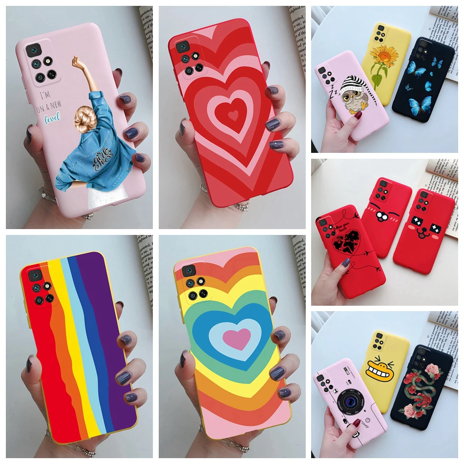 For Xiaomi Redmi Note 11 11S Case Poco M4 Pro 5G Phone Case Love Heart Pattern Soft Silicone TPU Back Cover For Redmi Note11 Pro