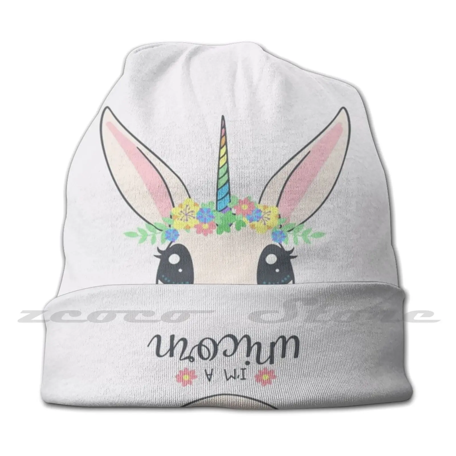 Unicorn Rabbit Personalized Pattern Knit Hats Plus Size Elastic Soft Cap Rabbit Unicorn Fantasy Magic Fantasia Kids Cute Nice