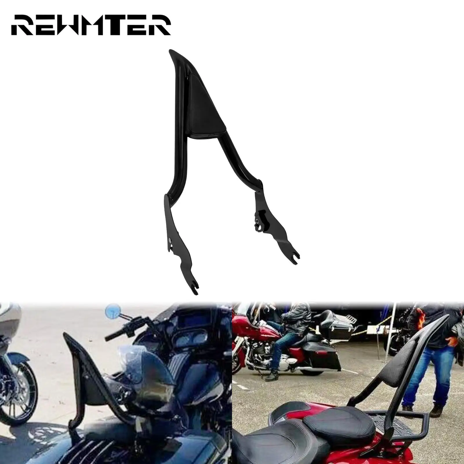 Motorcycle Detachable Passenger Sissy Bar Backrest Black For Harley Touring Street Road Glide Road King Ultra Limited 2009-2023