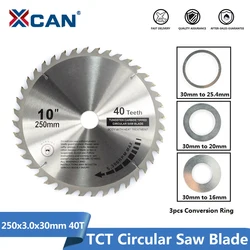 Xcan lâmina de serra circular, 1 peça de 250mm 40t de carboneto de alta qualidade com disco de corte de madeira e furo 30mm tct