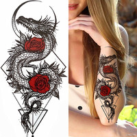 Waterproof Temporary Tattoo Sticker Flash Dragon Eagle Deer Skull Rose Fake Tatoos  Body Art Arm Sleeve Tatto Women Man Totem