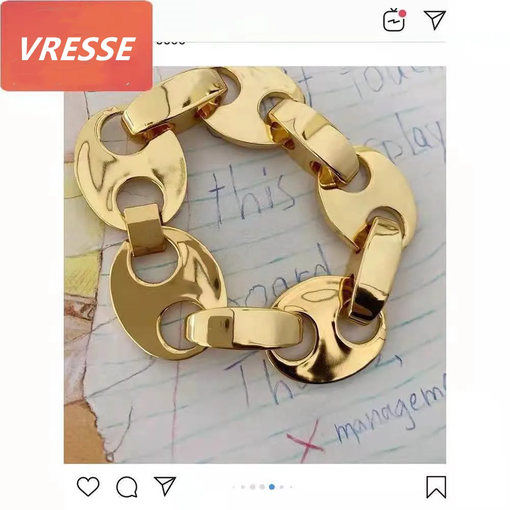 

Ins Gold Sliver Color Bracelet For Men Women Circular Splicing Metal Punk Modern Moroccan Flavor