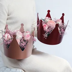 Flower Arrangement Plastic Steel Crown Boxes Rose Bouquet Gift Packaging Box Birthday Wedding Party Decoration Centerpiece