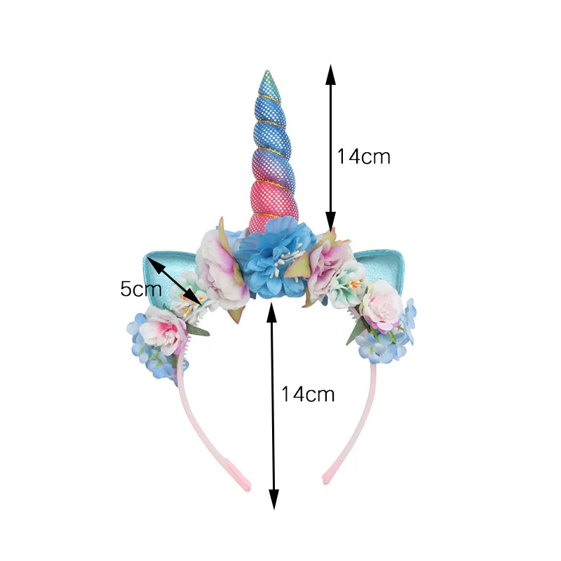 Cute Hair Accessories Unicorn Headband for Kids Birthday Party Handmade Headwear Sweet Flower  Horn Hair Band Princess Wedding