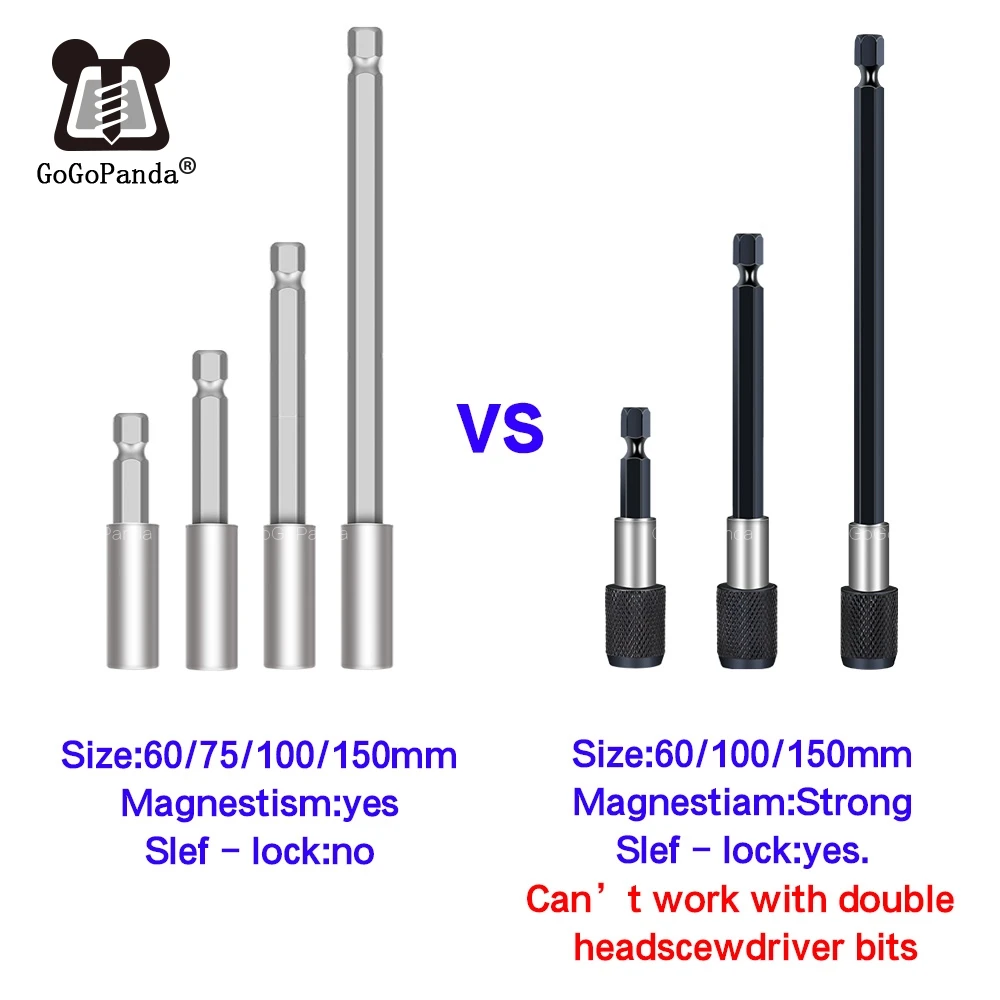 High Quality Magnetic Extension Bit Set Extensions Quick Change 1/4" 6.35mm Hex Rod Shank Long Handle Slef-lock  60 75 100 150