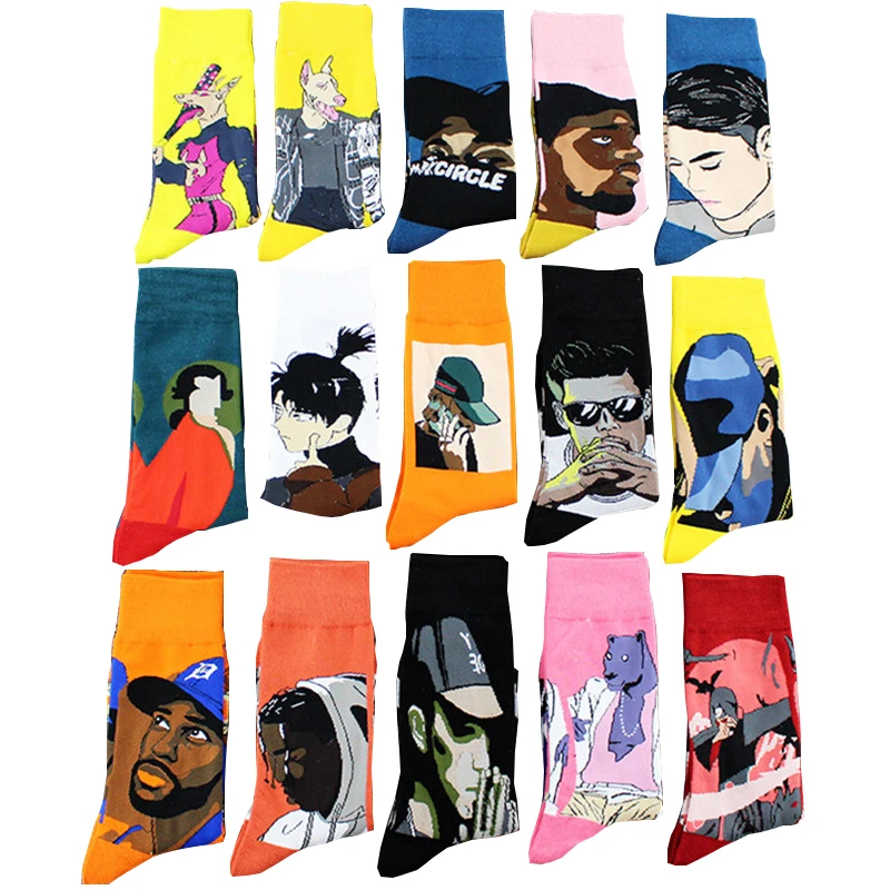 

1 pair New Fashion Harajuku popula fashion cartoon skarpety high quality sewing funny pattern men women personality anime socks