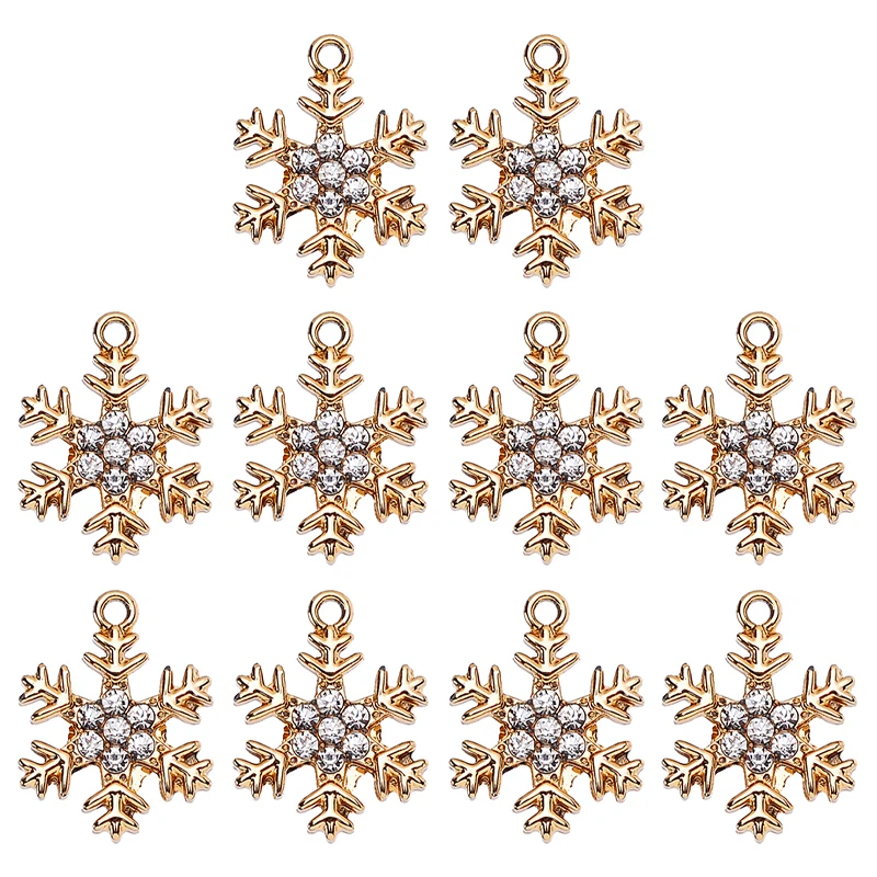 17*22MM 20Pcs/Set High Quality Golden Snowflake Charm Pendant Fashion Earrings DIY Handmade Jewelry Making Accessories Wholesale