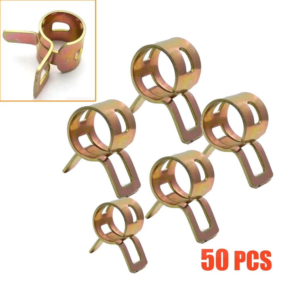 50 Pieces Motorcycle Scooter Car Vehicle ATV Go Kart Fuel Line Hose Tubing Water Pipe Air Tube Spring Clips Clamps 5/6/7/8/9m