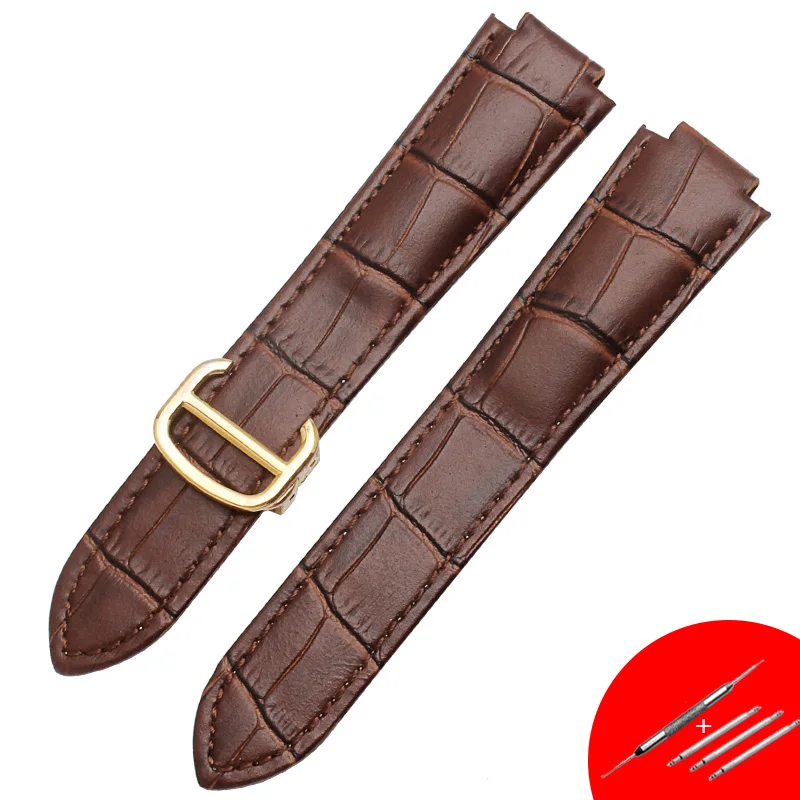 Double Tail Genuine Leather Strap Black Brown Watchband With Folding Buckle For BALLON BLEU DE Series Watch Accessories