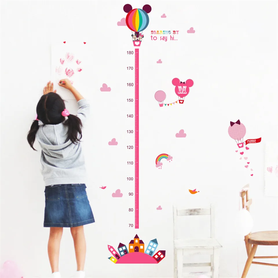 Disney Cartoon Height Sticker For Girls Room Kids Bedroom Height Measure Ruler Adhesive DIY Nursery Mickey Aisha Wallpaper Decal