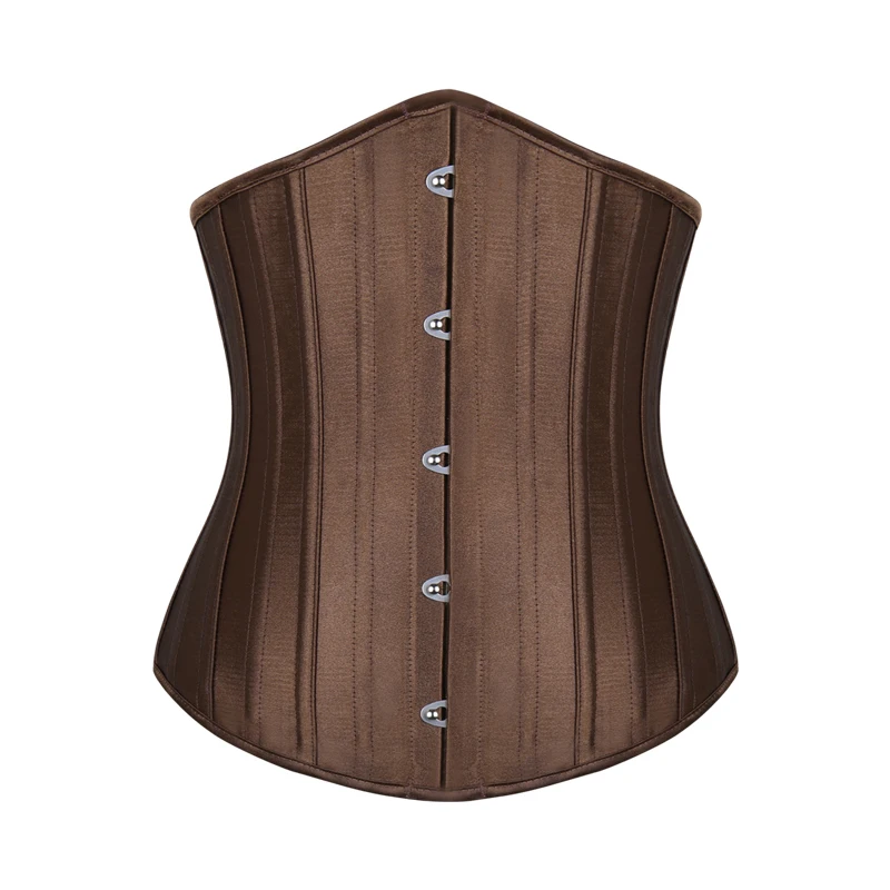 Burvogue Woman Waist Cincher Corselet Body Shaper Sexy Waist Control Underbust Corsets & Bustiers Satin 26 Steel Bones Corset