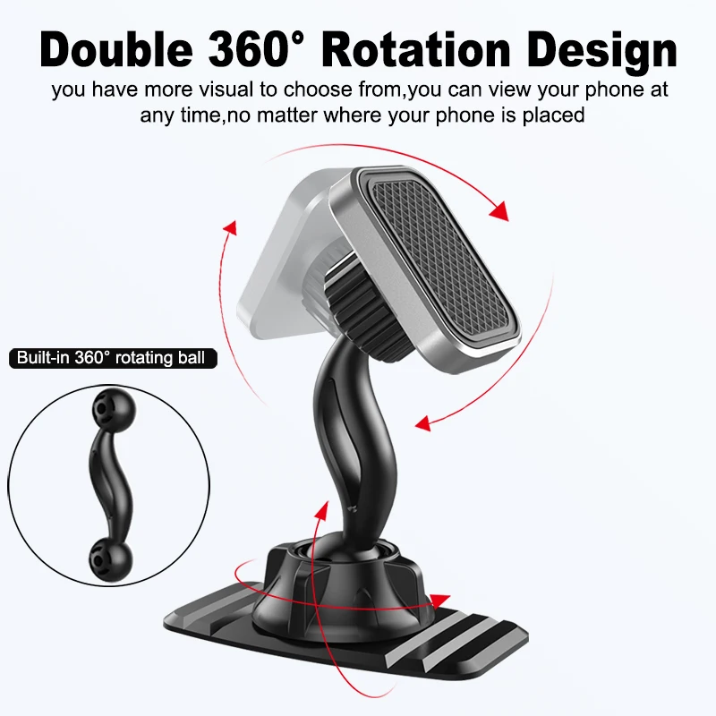 XMXCZKJ Magnetic Car Phone Holder For Phone in Car Double 360 Degree GPS Strong Magnet Holder For iPhone Xiaomi Dashboard Mount