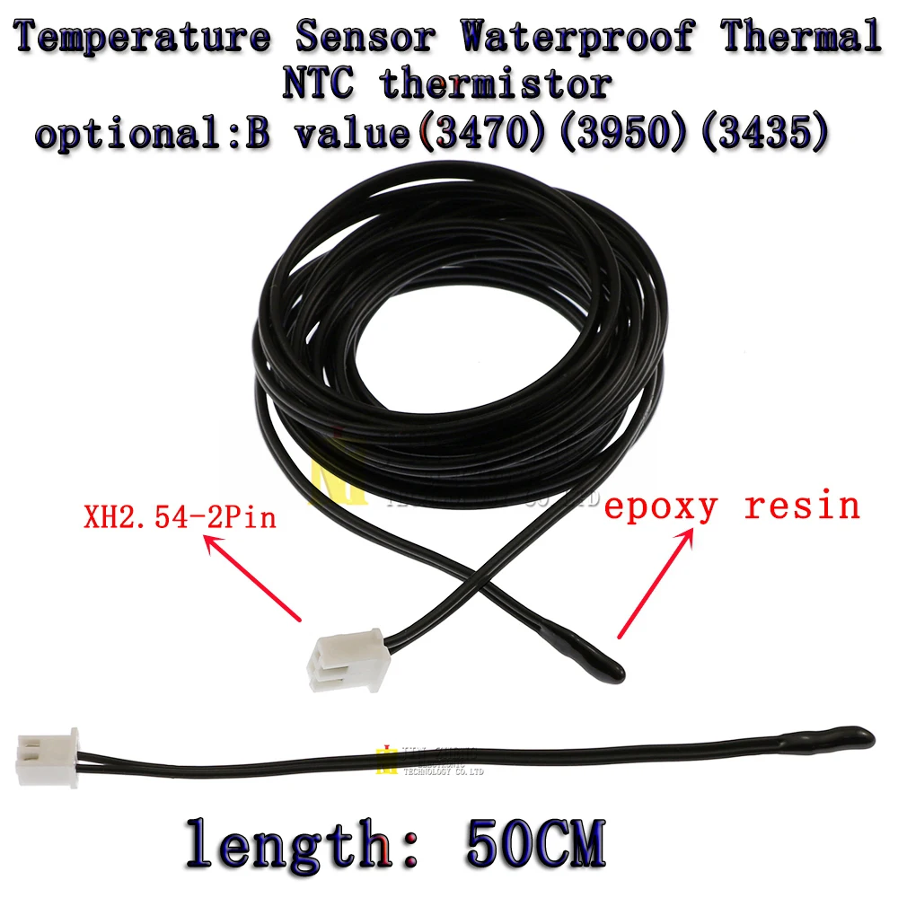 

1pcs NTC Thermistor 50CM B3950 3470 3435 1% 5K 10K 15K 20K 50K 100K Waterproof Digital Temperature Sensor Probe Thermal Cable