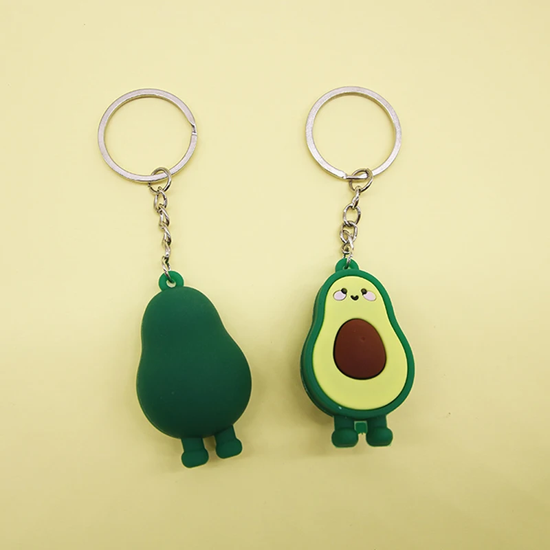 Fashion Simulation Fruit Avocado Smile Keychain 3D Resin Key Chains Jewelry Gift